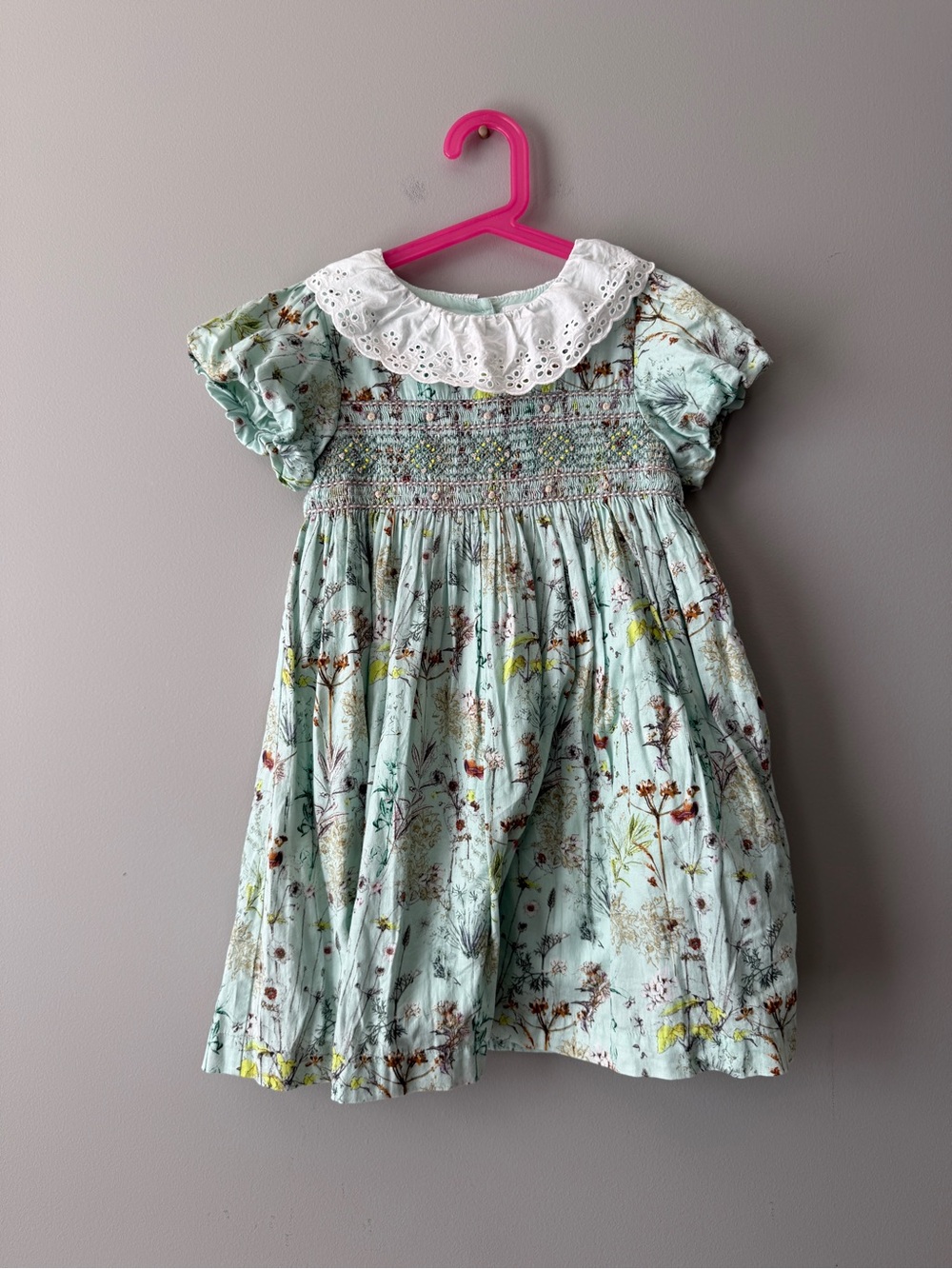 Next 6-7 years Floral Puff-Sleeve Kids Dress with White